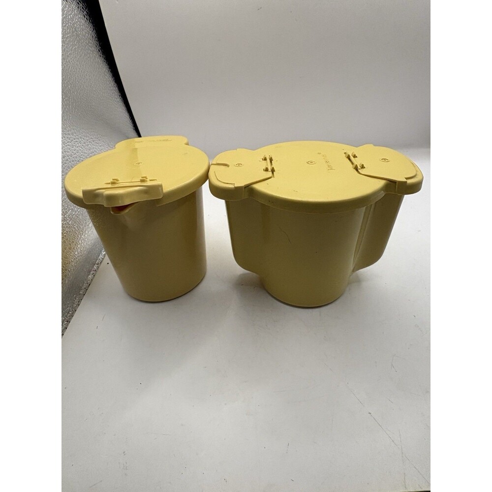 Vintage Gold Tupperware Creamer 574, 577 W/ Flip Top Lid And Sugar Container- - Picture 4 of 9